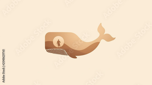 Jonah and the Great Fish – Minimalist Biblical Whale Illustration

