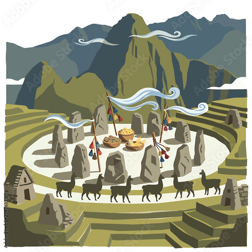 Machu Picchu Inca Ruins Landscape Mountains.