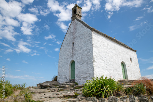 White Stone house chapel, built on a hilltop to aid as a navigational aid for ships along the Roscoff coastline. Chapelle sainte Barbe Roscoff. The historic and beautiful cha