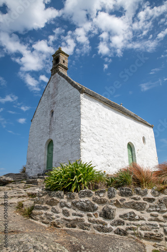 White Stone house chapel, built on a hilltop to aid as a navigational aid for ships along the Roscoff coastline. Chapelle sainte Barbe Roscoff. The historic and beautiful cha
