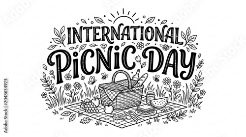 International picnic day celebration with basket