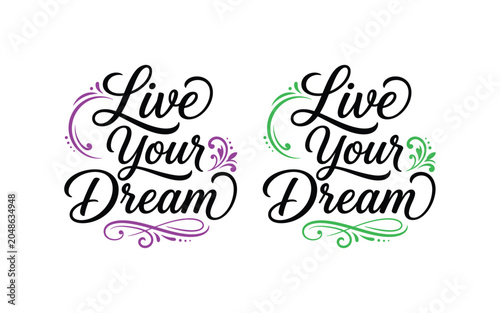 Quadro su tela Live your dream typography vector illustration inspirational quote designs for p