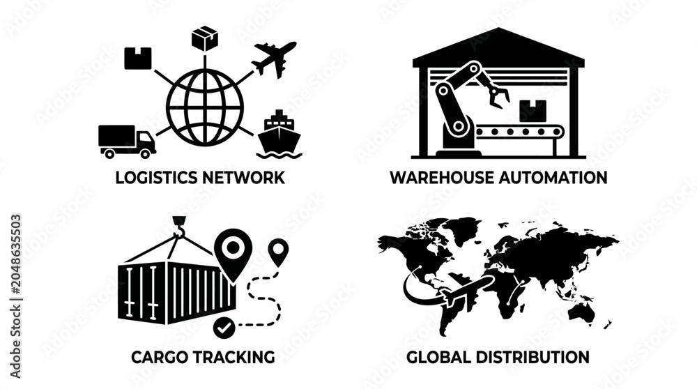 Naklejka premium Supply chain management icon pack