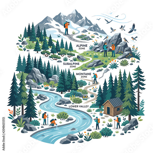 Canvastavla Mountain Landscape With River And Trees 1.