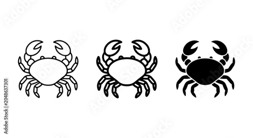 Canvastavla Crab Icons Set: Simple Vector Illustrations of Crustaceans, Marine Life, Seafood