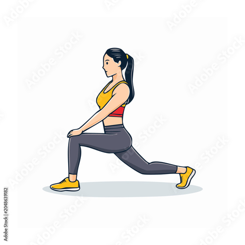 Woman doing a lunge stretch in athletic wear