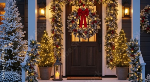 Cozy Winter Porch with Festive Christmas Decorations