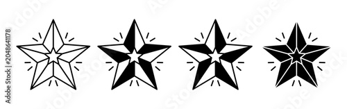 Fotografi Row of nautical stars ranging from outline to solid black