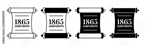 Photos Four scrolls with 1865 Juneteenth text on white background
