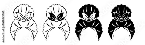 Tableau sur toile Elegant afro woman hair bun with side swept bangs displayed in four variations