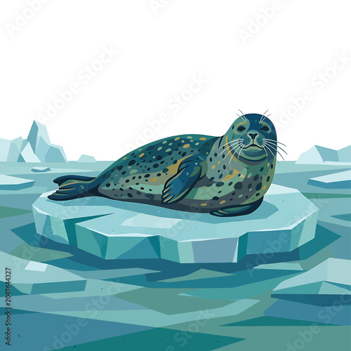 Seal resting on ice floe water 1.