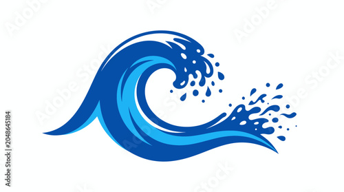 Schilderij op canvas Stylized Blue Ocean Wave Splash, Dynamic Water Movement
