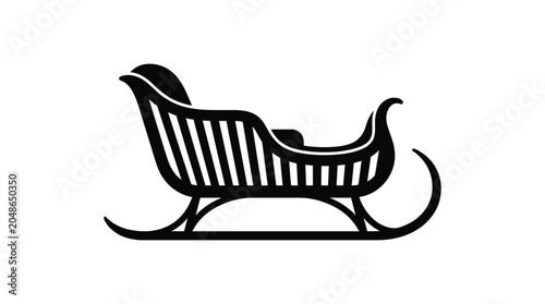 Tableau sur toile Black silhouette of a classic sleigh with curved runners and detailed backrest s