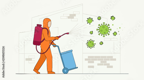 Bild auf Leinwand Disinfection professional spraying to eliminate virus particles