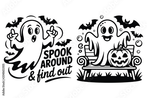 Konstfotografi Cute Ghost Spook Around Halloween T Shirt Design, halloween, ghost