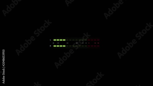 Stereo Decibel Meter Visual Display with Left and Right Channel Indicators