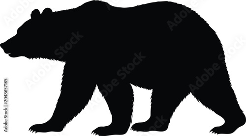 Canvastavla Black bear silhouette, walking bear icon, animal symbol, wildlife graphic