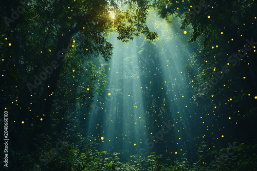 Glowing alien plants nature fantasy landscape on fictional extraterrestrial world planet generative ai
