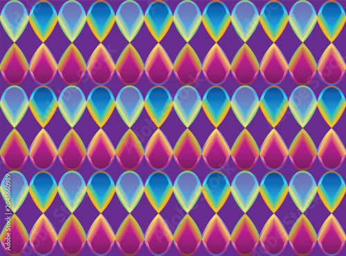 Quadro em tela Luxury geometric seamless pattern with vibrant crystalline drops on dark purple