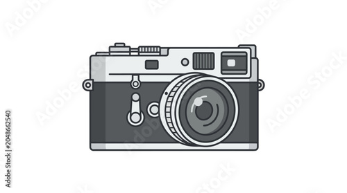 Photos A detailed vector illustration of a vintage rangefinder camera.
