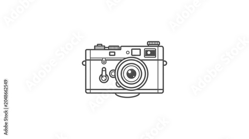 Bild auf Leinwand A clean line art illustration of a vintage rangefinder camera.