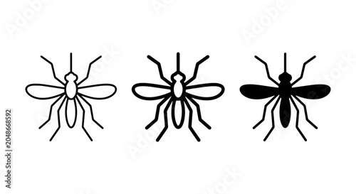 Foto Mosquito Icons Set: Simple Line Art and Silhouette Vector Graphics for Pest Cont