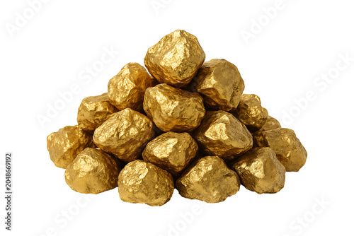 Pile Of Gold Nuggets On Transparent Background