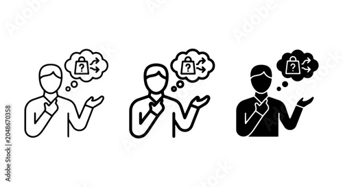 Fotografie Dilemma Icons: Person contemplating shopping choices, decision making, uncertainty, and problem-solving
