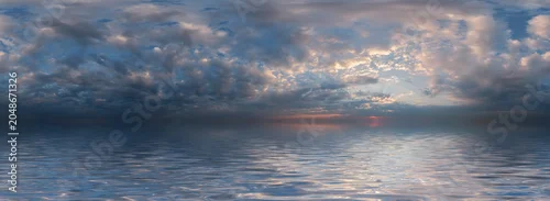 Panel kuchenny z motywem Dramatic cloudy ocean sunset panoramic background, horizontally tileable