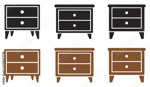 Photos bedside table nightstand icon set