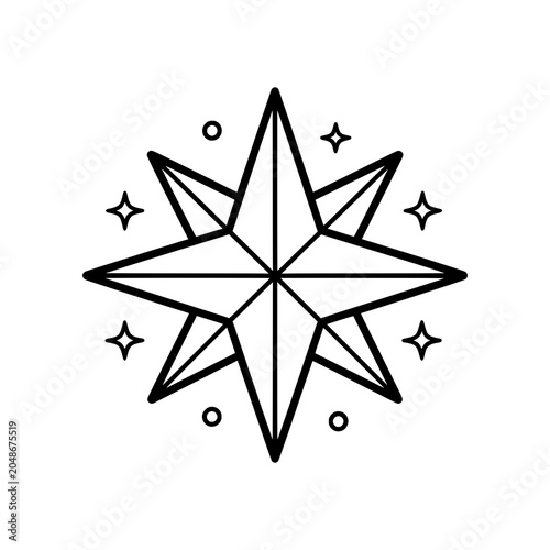 Minimal celebration star icon with elegant sparkle accents. Clean SVG vector ideal for festive designs, holiday graphics, and decorative projects.