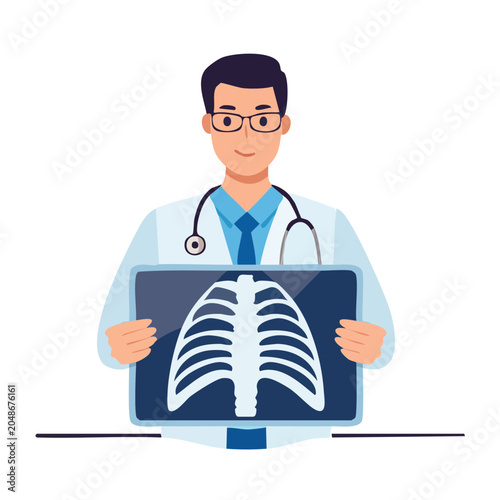 Doctor holding chest x-ray scan