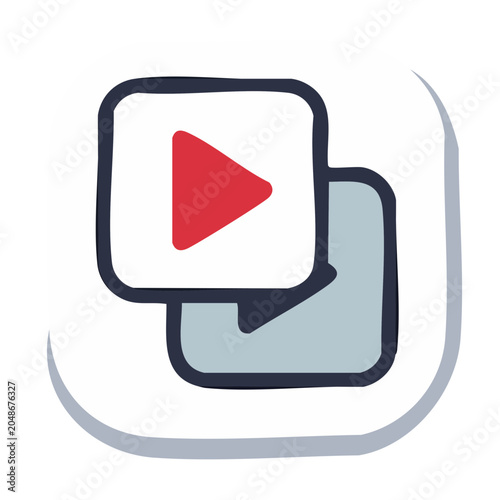 Hand-drawn play button icon in speech bubble