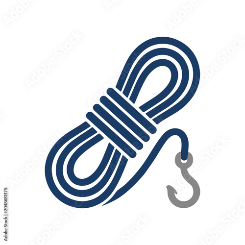 Konstfotografi Blue rope with metal hook.