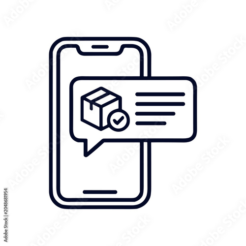 Smartphone with delivery message icon.