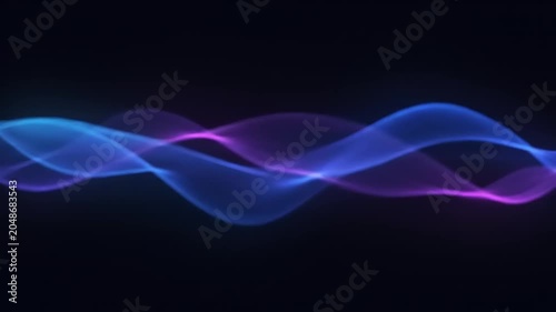 Vibrant blue and pink waves flow across a dark background in a mesmerizing digital animation.