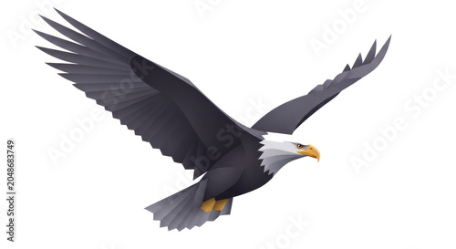 Soaring eagle illustration with spread wings isolated on transparent background design