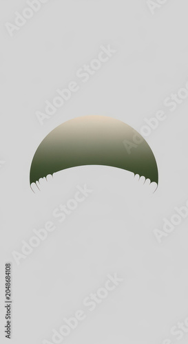 Abstract illustration of a semi circular object with a gradient against a transparent background