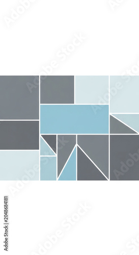 Geometric shapes design with blue gray and white elements in a creative arrangement