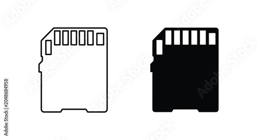 Photos Sd memory card icon black and white outline