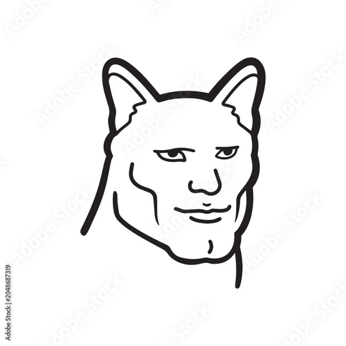 Картината върху платно Handsome Cat Meme Vector Illustration for Stickers and Prints