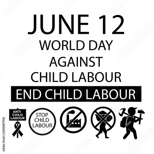 Foto June 12 World Day Against Child Labor campaign poster with stop child exploitati