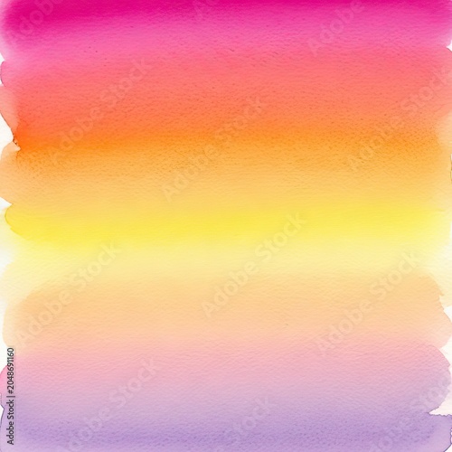 Vibrant Gradient Sunset Watercolor Background from Pink to Purple and Yellow