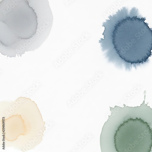 Soft Neutral Watercolor Stain Spots on White Background for Artistic Design