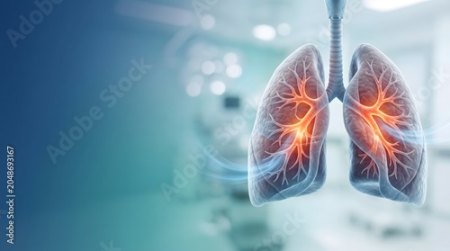 Healthy Human Lungs Anatomy with Bronchial Tree and Respiratory System Illustration