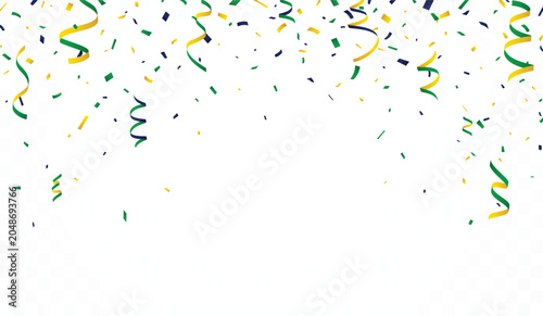 Photos Falling brazilian celebration confetti, green, yellow and blue color template ba