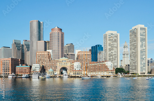 Urban buildings along the waterfront in Boston