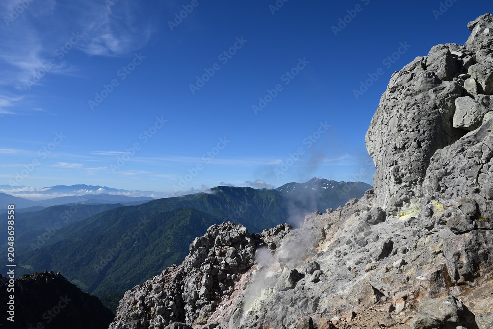 Fototapeta premium Climbing Mt. Yakedake, Nagano, Japan