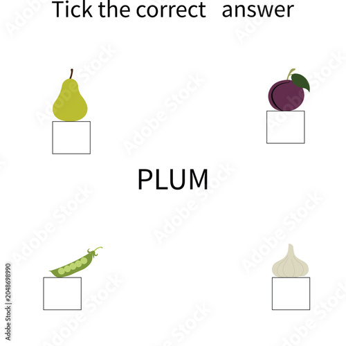 Educational Fruits and Vegetables Spelling and Color Matching Worksheet