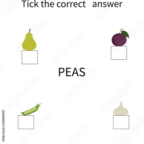 Educational Fruits and Vegetables Spelling and Color Matching Worksheet